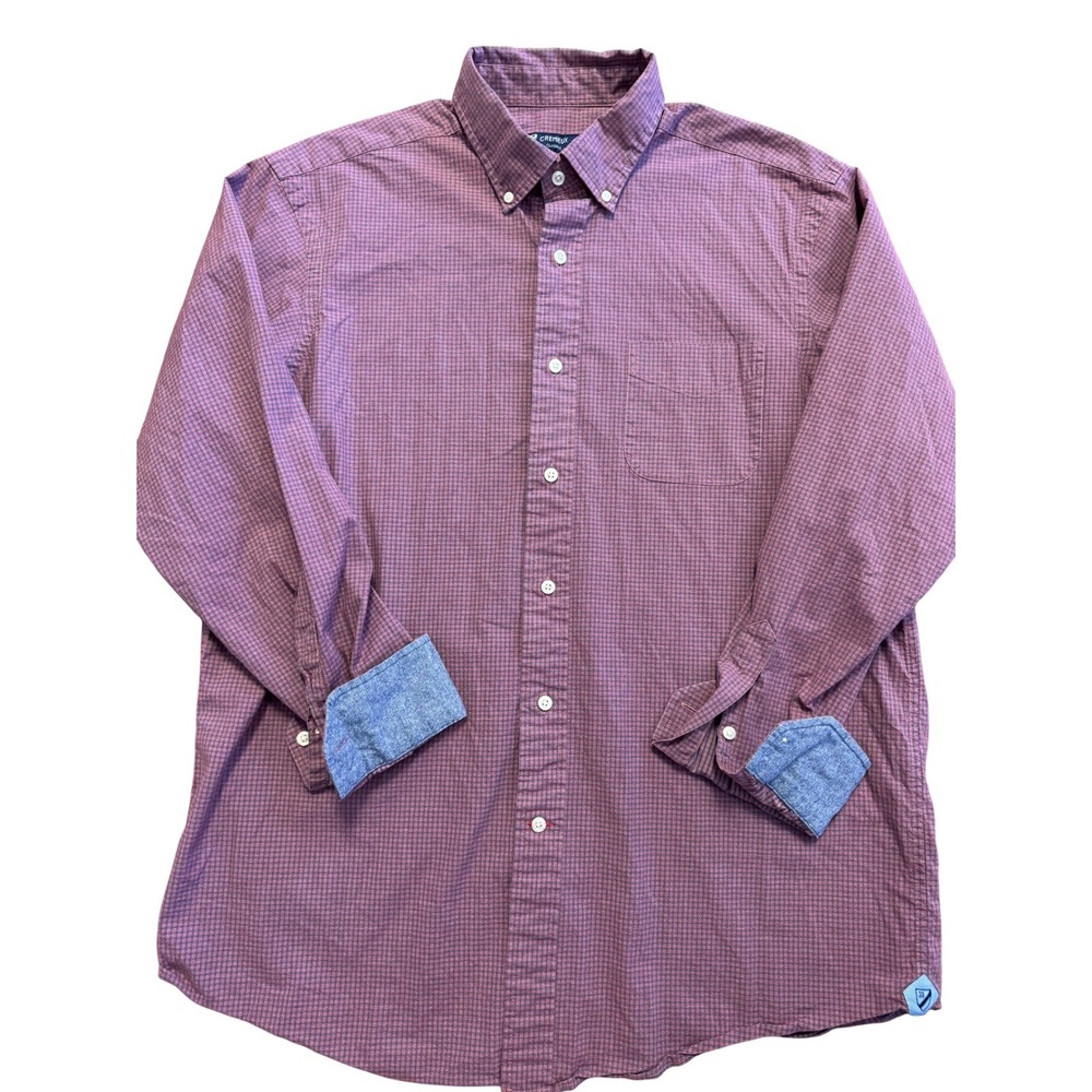 Cremieux Classics Mens Large Red Purple Micro Check Button Down Long Sleeve
